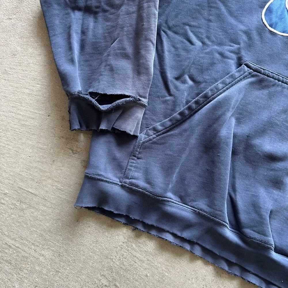 Vintage Y2K Nike Sweatshirt Size XL Navy Blue Hoodie Swoosh Logo Distressed‎